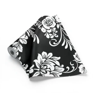 Wallpaper Floral Design 10m×53cm Black and White Roses