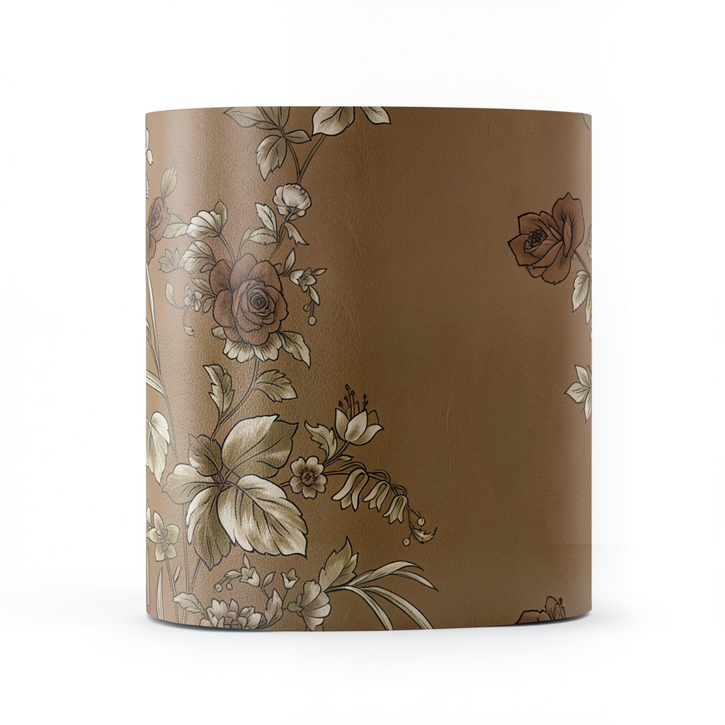 Wallpaper Floral Design Brown with Brown and White Roses, Size 10m×53cm