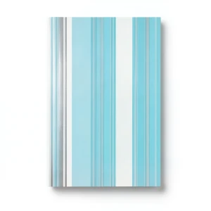 Wallpaper Striped Design Cyan and White with Silver Color, Size 10m×53cm