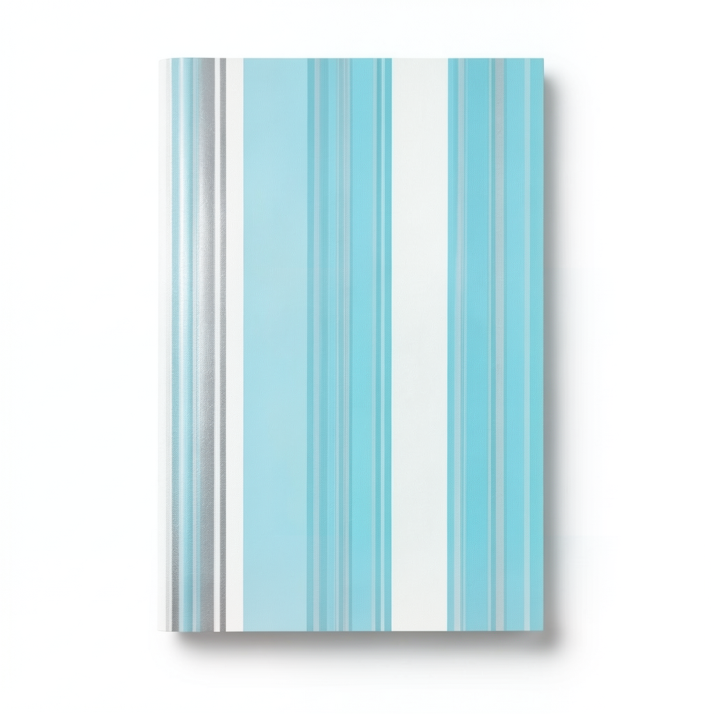 Wallpaper Striped Design Cyan and White with Silver Color, Size 10m×53cm