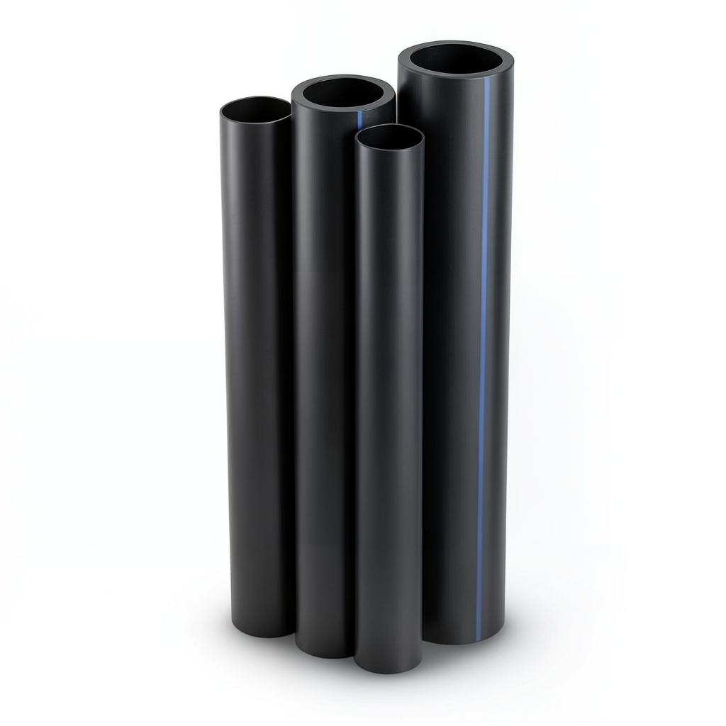 مواسير HDPE بولي ايثيلين عالي الكثافة PE 80 ضغط 8 بار قطر 450 مم سمك 40.9 مم لون أسود
