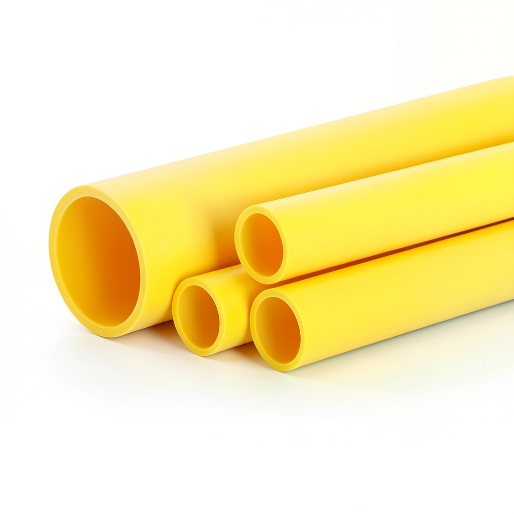أنابيب HDPE PE 100 ضغط 10 بار قطر خارجي 630 مم سمك 57.3 مم لون أصفر