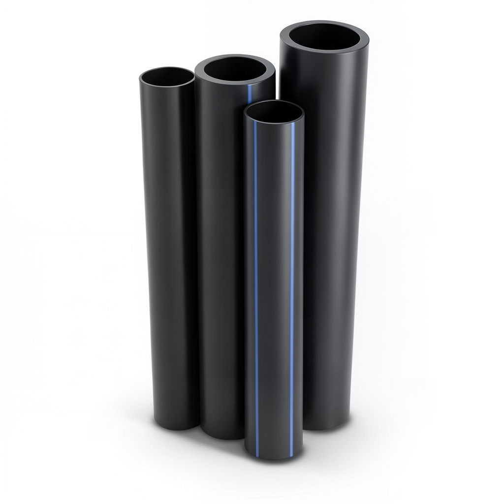 مواسير HDPE بولي ايثيلين عالي الكثافة PE 80 ضغط 8 بار قطر 450 مم سمك 40.9 مم لون أسود