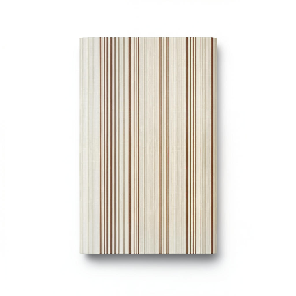 ورق حائط تصميم مقلم بيج فاتح مع خطوط بنية 15.6 م×106 سم