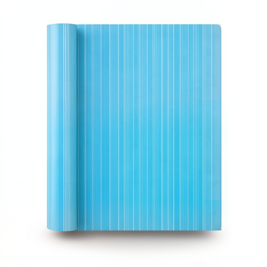 Wallpaper Striped Design Size 15.6m×100cm Cyan Color