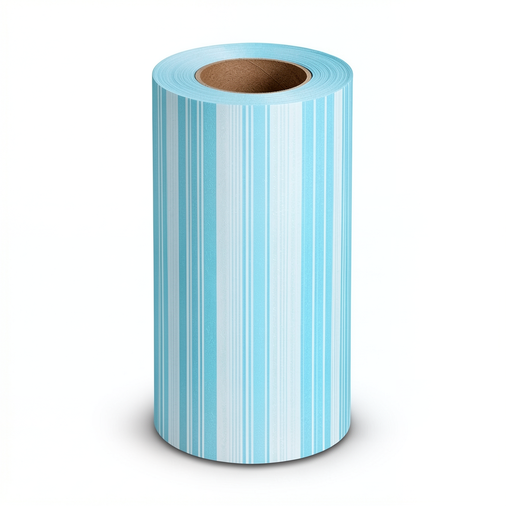 ورق حائط تصميم مقلم 15.6 م×100 سم لون سماوي
