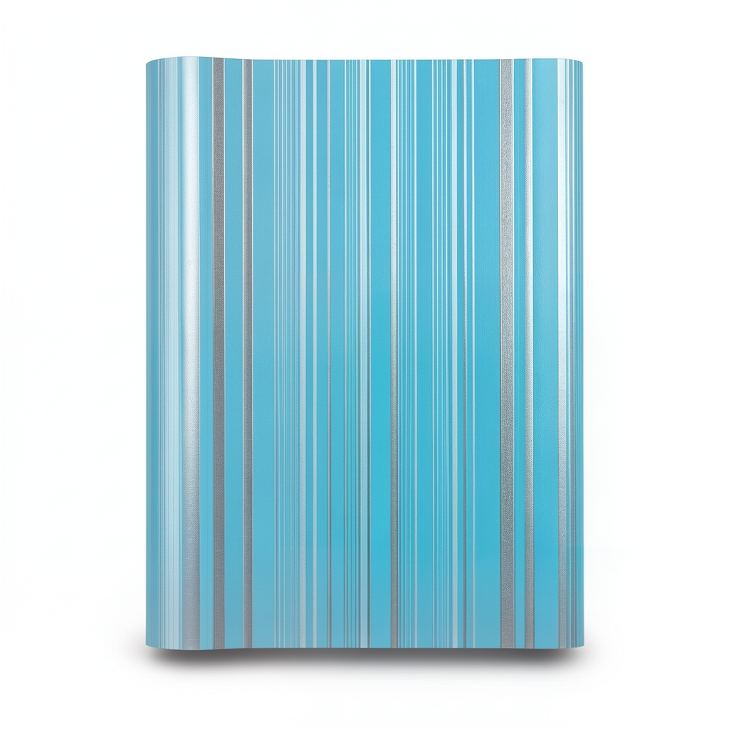 ورق حائط تصميم مقلم 15.6 م×100 سم سماوي مع فضي