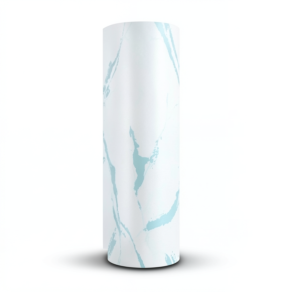 Classic Wallpaper Vinyl Sheath 15.6m x 106cm White with Cyan