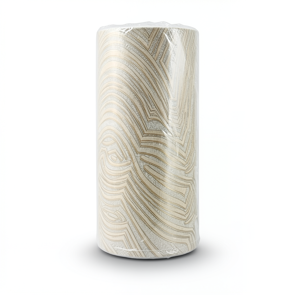 Classic Wallpaper Vinyl Sheath 15.6m x 106cm Beige with Gold