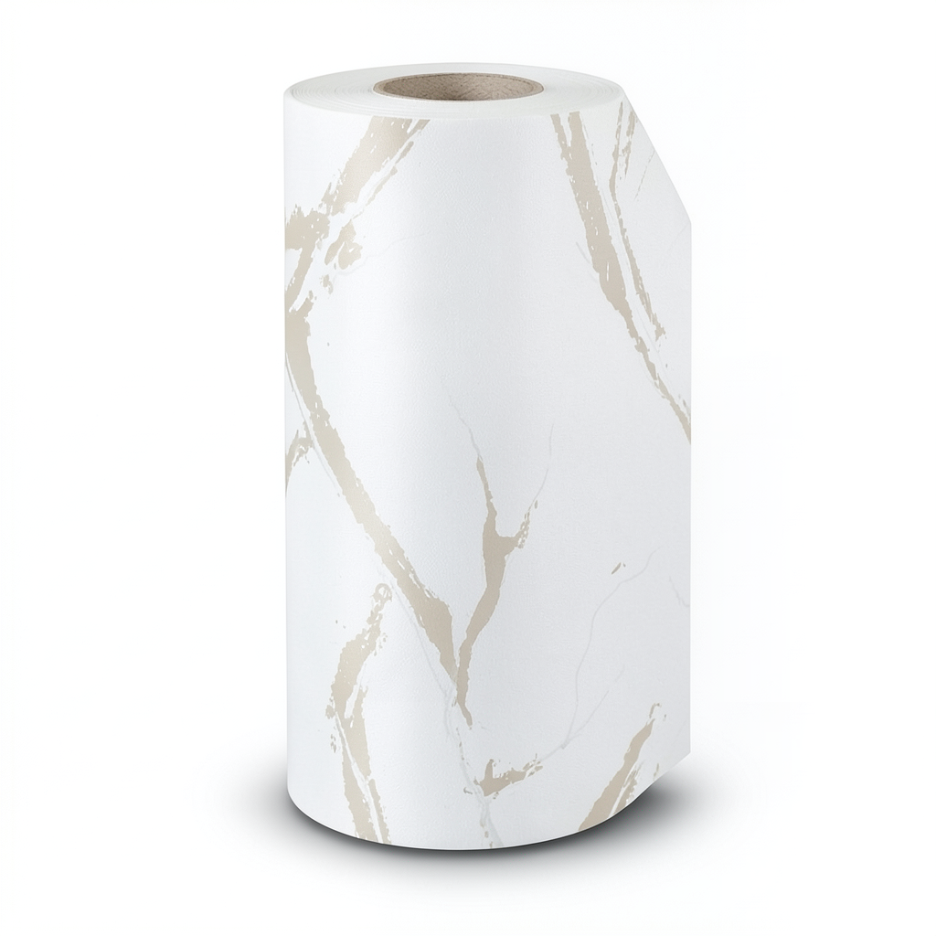 Classic Wallpaper Vinyl Sheath 15.6m x 106cm White and Beige