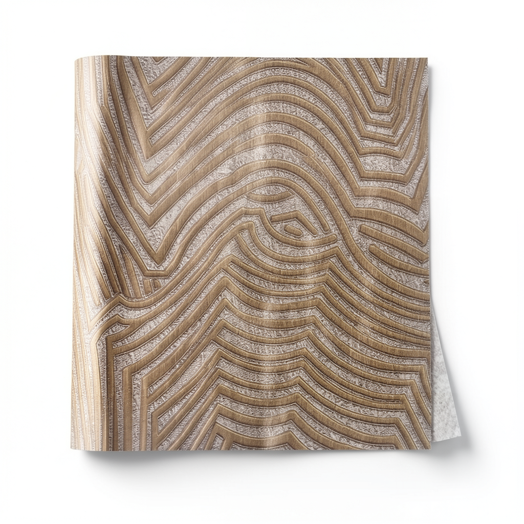Classic Wall Covering Vinyl Sheath 15.6m x 106cm Brown on Light Gold