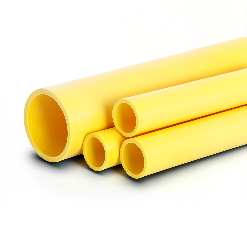 أنابيب HDPE PE 100 ضغط 10 بار قطر خارجي 630 مم سمك 57.3 مم لون أصفر