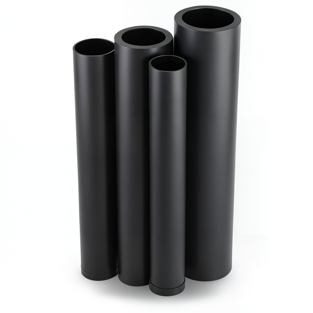 أنابيب HDPE PE 80 ضغط 8 بار قطر خارجي 630 مم سمك 37.4 مم لون أسود