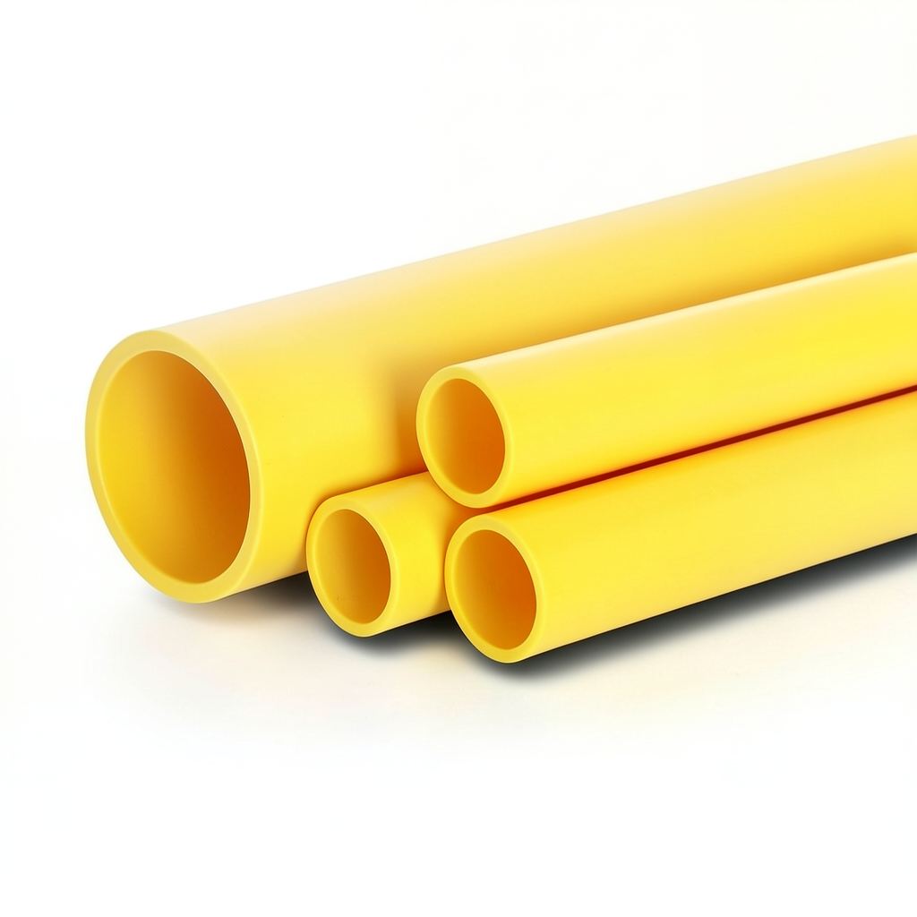 أنابيب HDPE PE 80 ضغط 8 بار قطر 630 مم سمك 57.3 مم لون أصفر