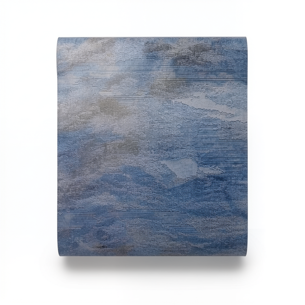 Wallpaper Classic Design 15.6m×106cm Blue with Gray and Brown