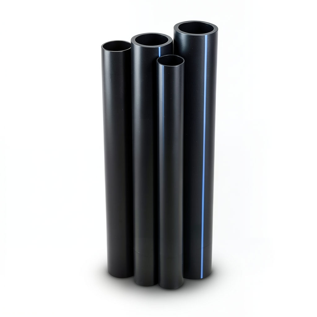 أنابيب HDPE PE 80 ضغط 8 بار قطر خارجي 450 مم سمك 26.7 مم لون أسود