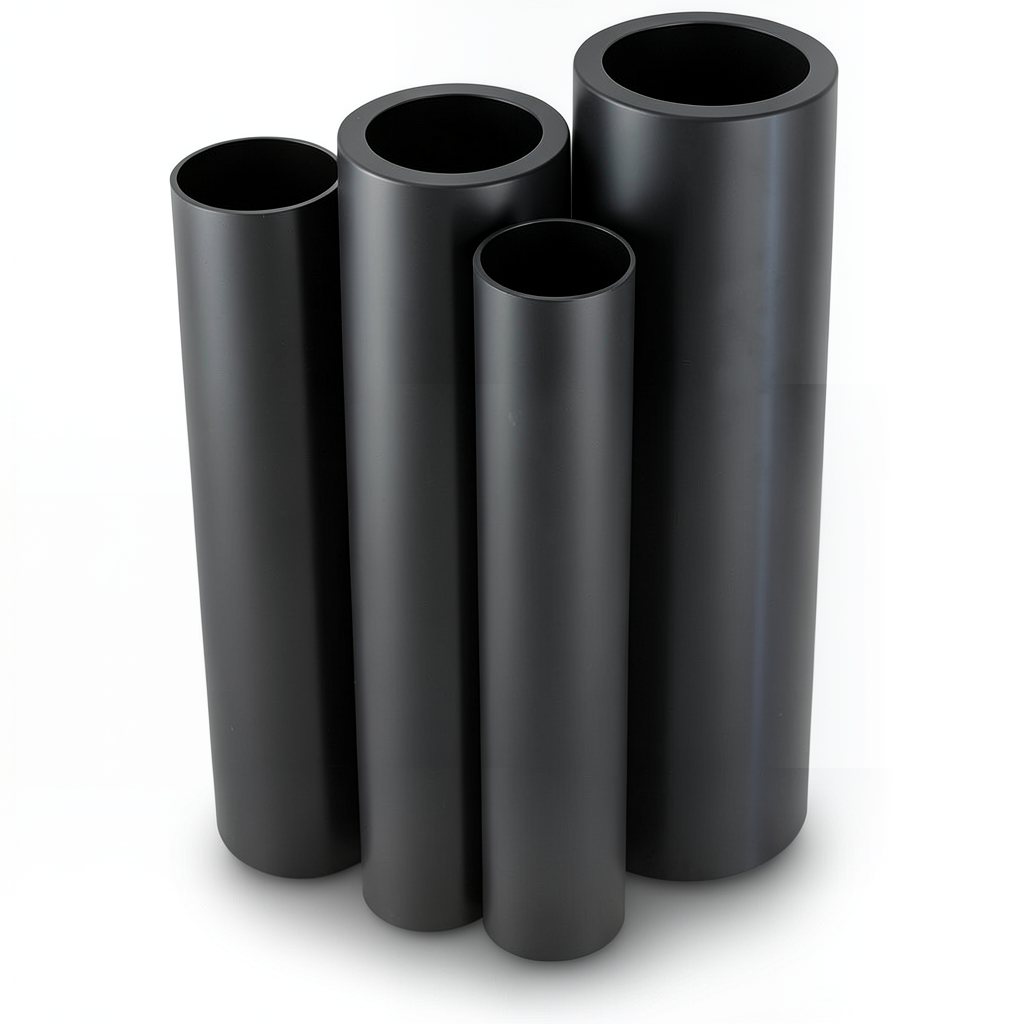 أنابيب HDPE PE 80 ضغط 8 بار قطر خارجي 500 مم سمك 29.7 مم لون أسود