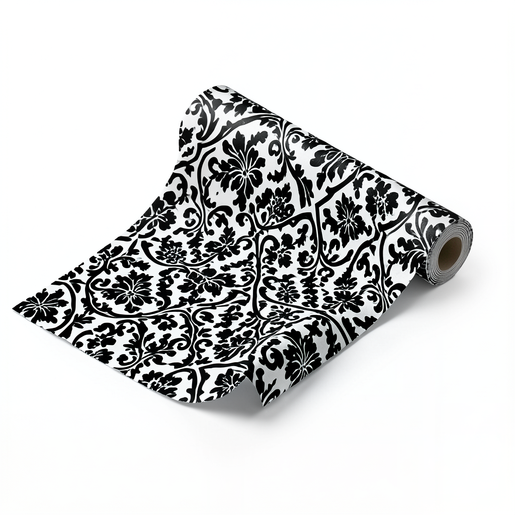 Classic Wall Decoration Vinyl Sheath 15.6m x 106cm Black and White