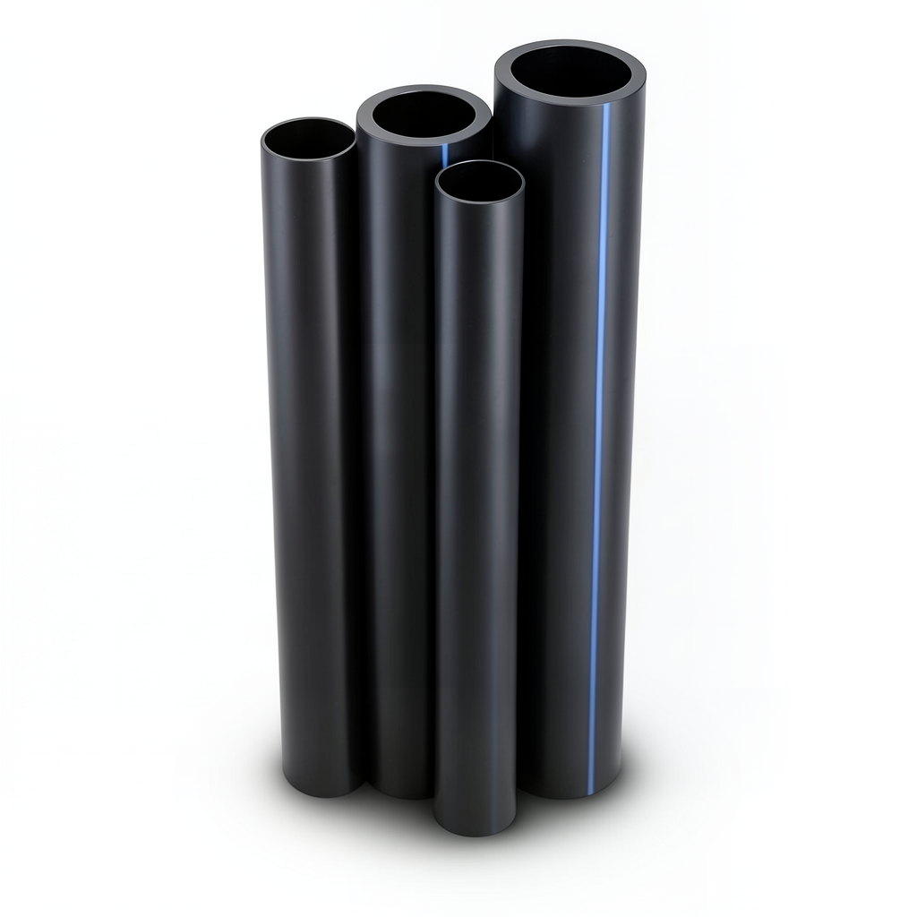 HDPE Pipes PE 80 8 Bar Outer Diameter 250 mm Thickness 14.8 mm Black