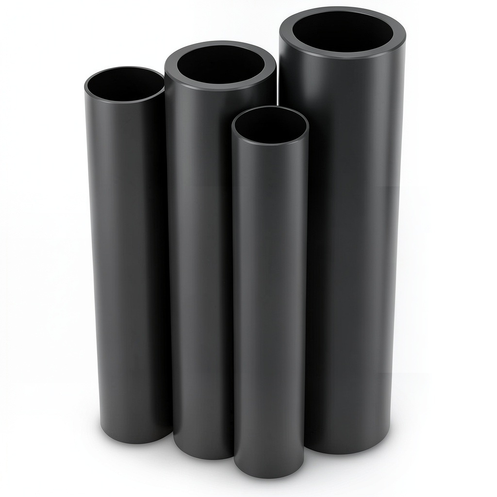 مواسير HDPE PE 80 ضغط 8 بار سمك 10.7 مم قطر خارجي 180 مم لون أسود