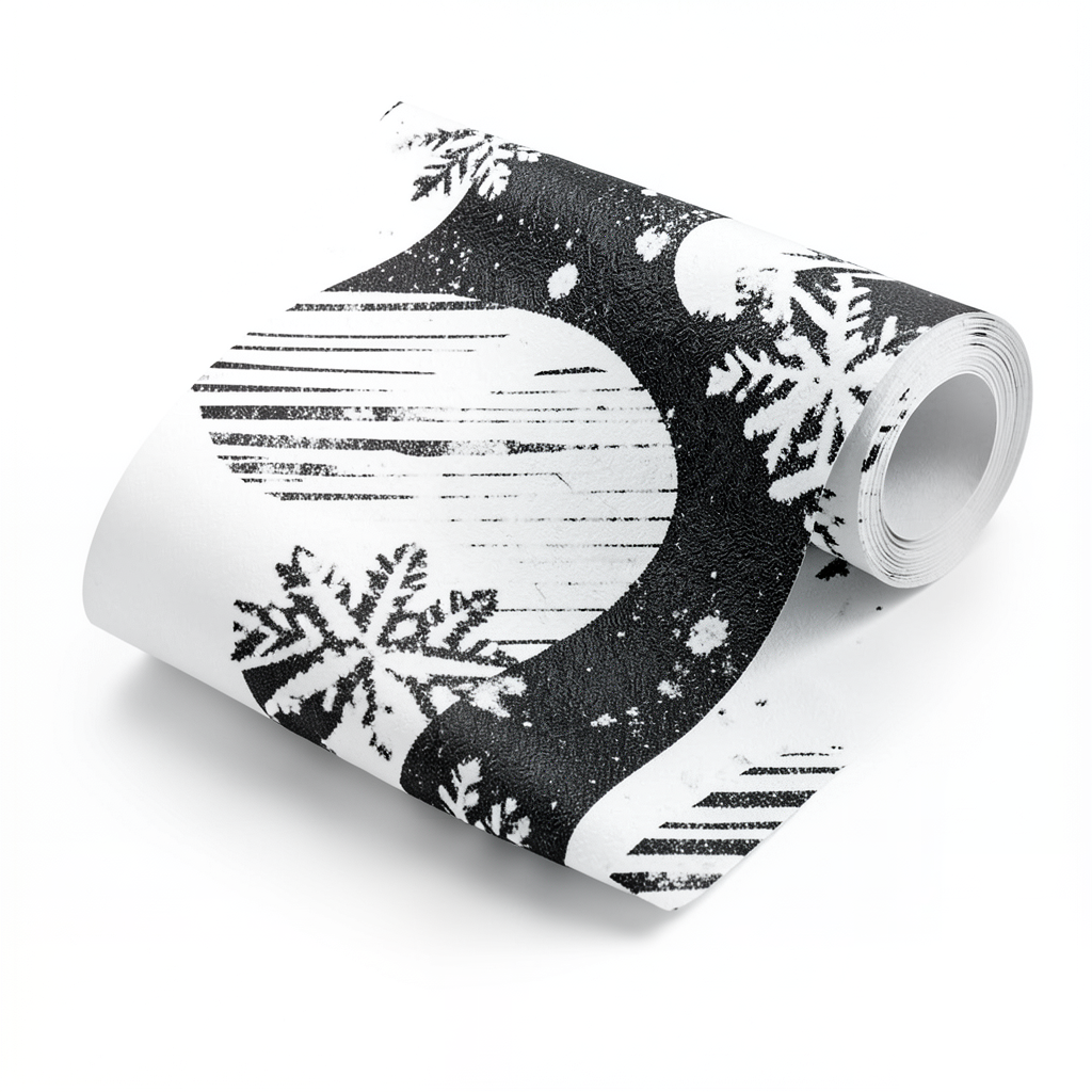 Wallpaper Classic Design 10m×53cm Snowy White on Black