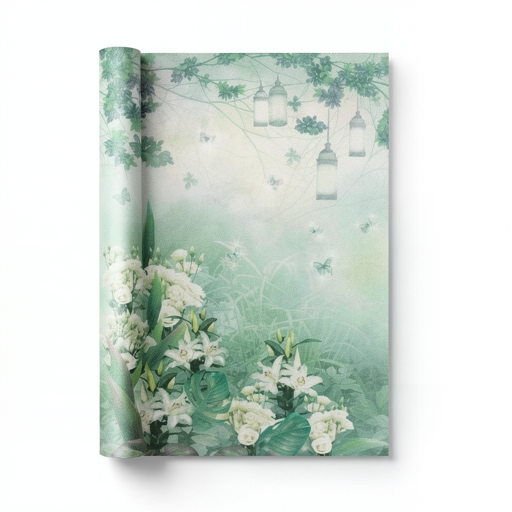 Italian Wall Decoration 10m x 0.73m Green Color, Model 25217