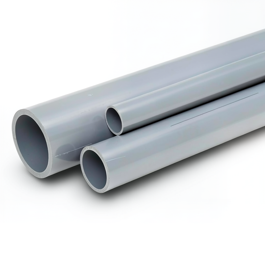 مواسير UPVC ضغط 2 بار قطر خارجي 200 مم سمك 1.8 مم لون رمادي