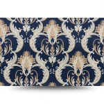 Italian Wallpaper Navy Blue with Beige, 10m x 1.06m, Model 82004