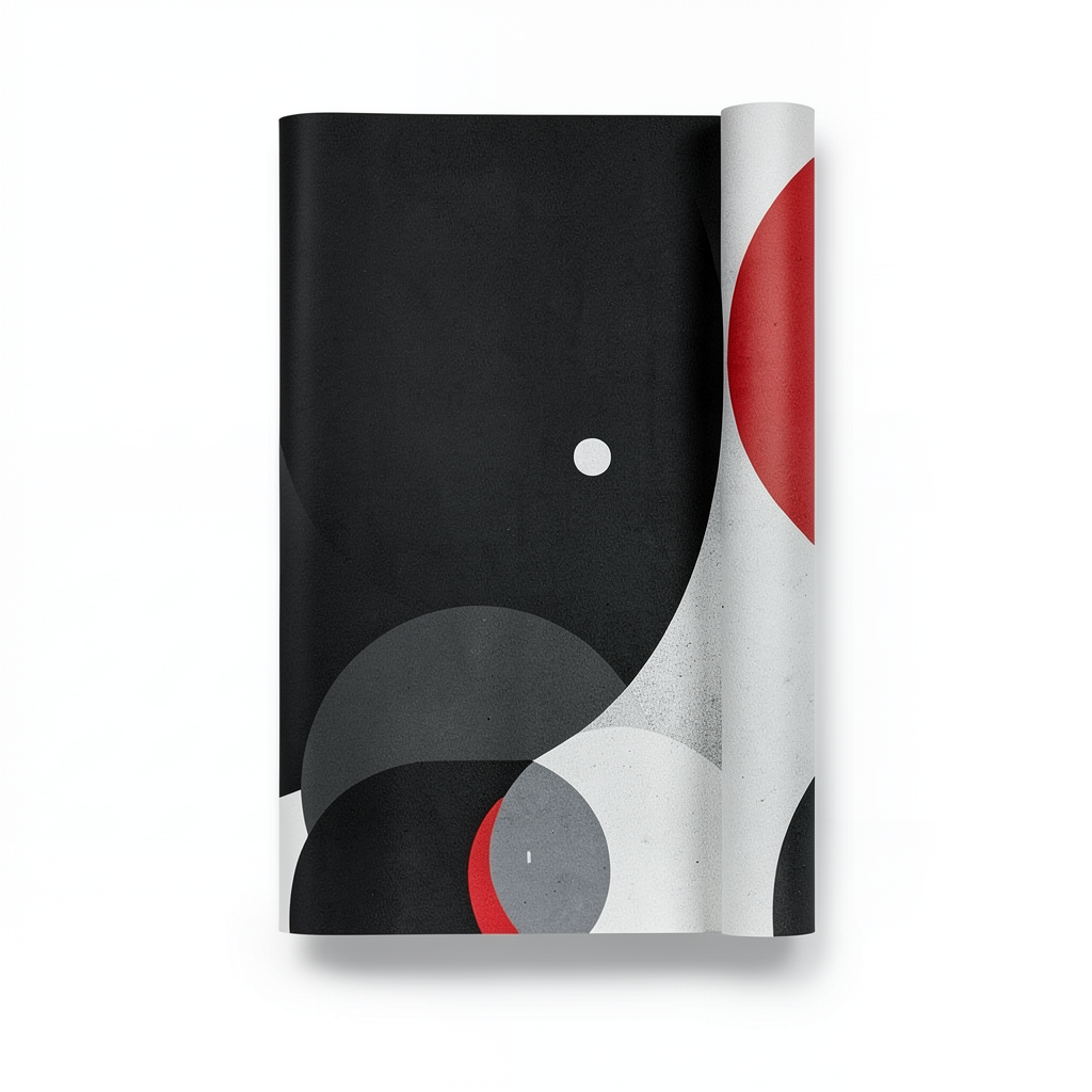 Vinyl Wall Decoration Youthful Design 10m×53cm Black with Red, Gray & White