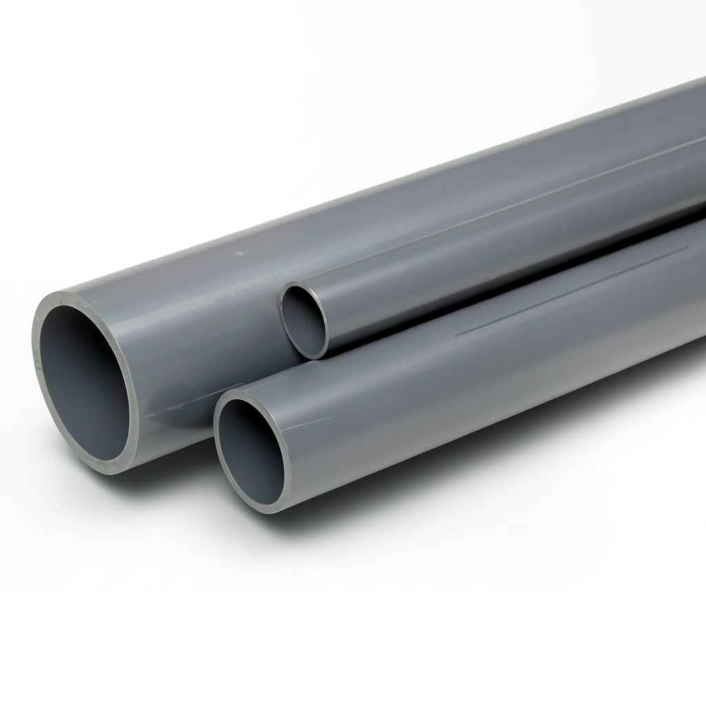 UPVC Pipes Pressure 10 Bar Outside Diameter 200 mm Thickness 9.6 mm Gray
