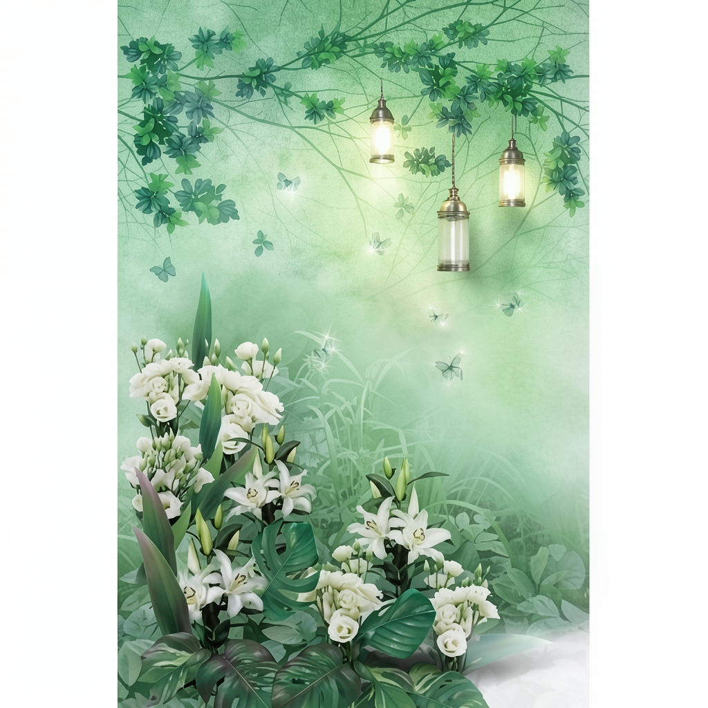 Italian Wall Decoration 10m x 0.73m Green Color, Model 25217