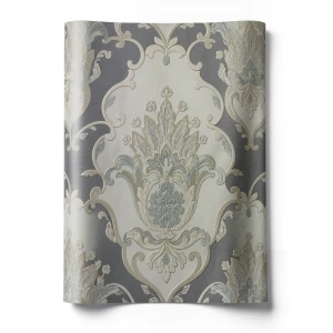 Classic Wallpaper Dark Gray with Beige Color, Size 10m×1.06m, Model 83008