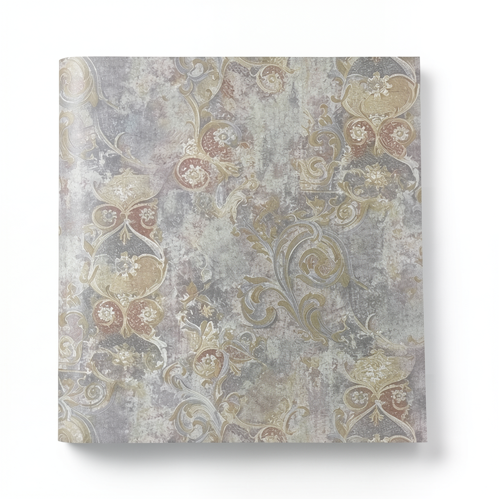 Italian Wallpaper Size 10m×1.06m, Gray with Beige Color, Model 82033