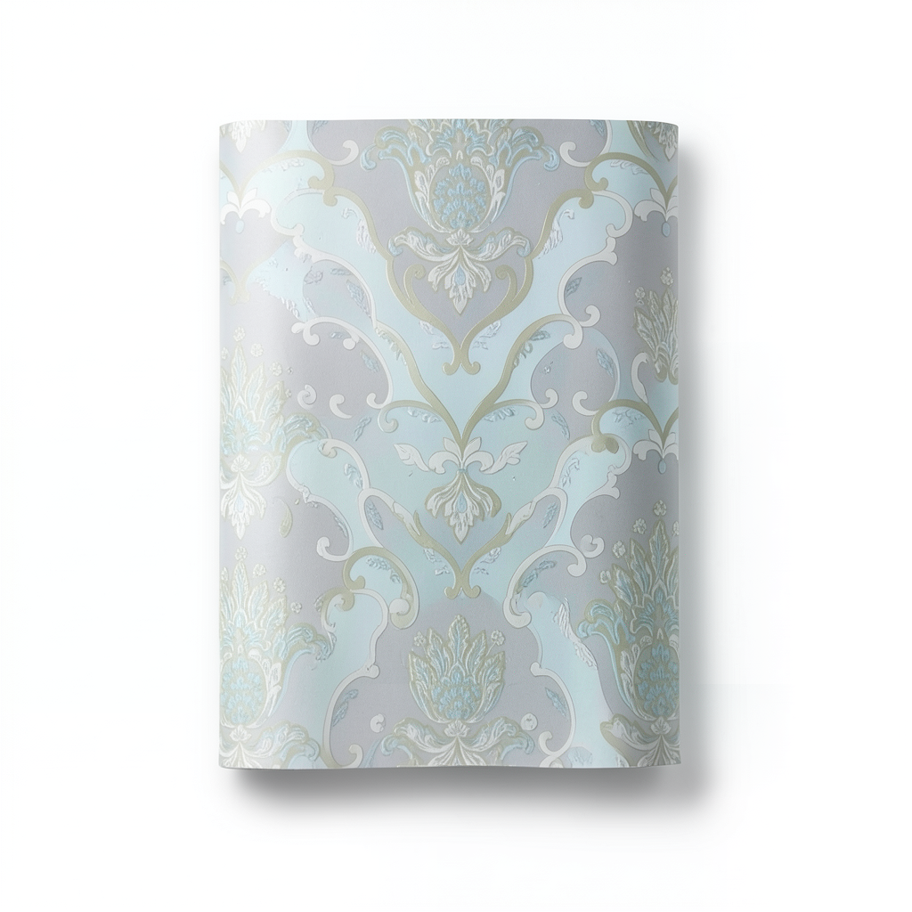 Classic Wallpaper Gray with Sky Blue, Size 10m×1.06m, Model 83011