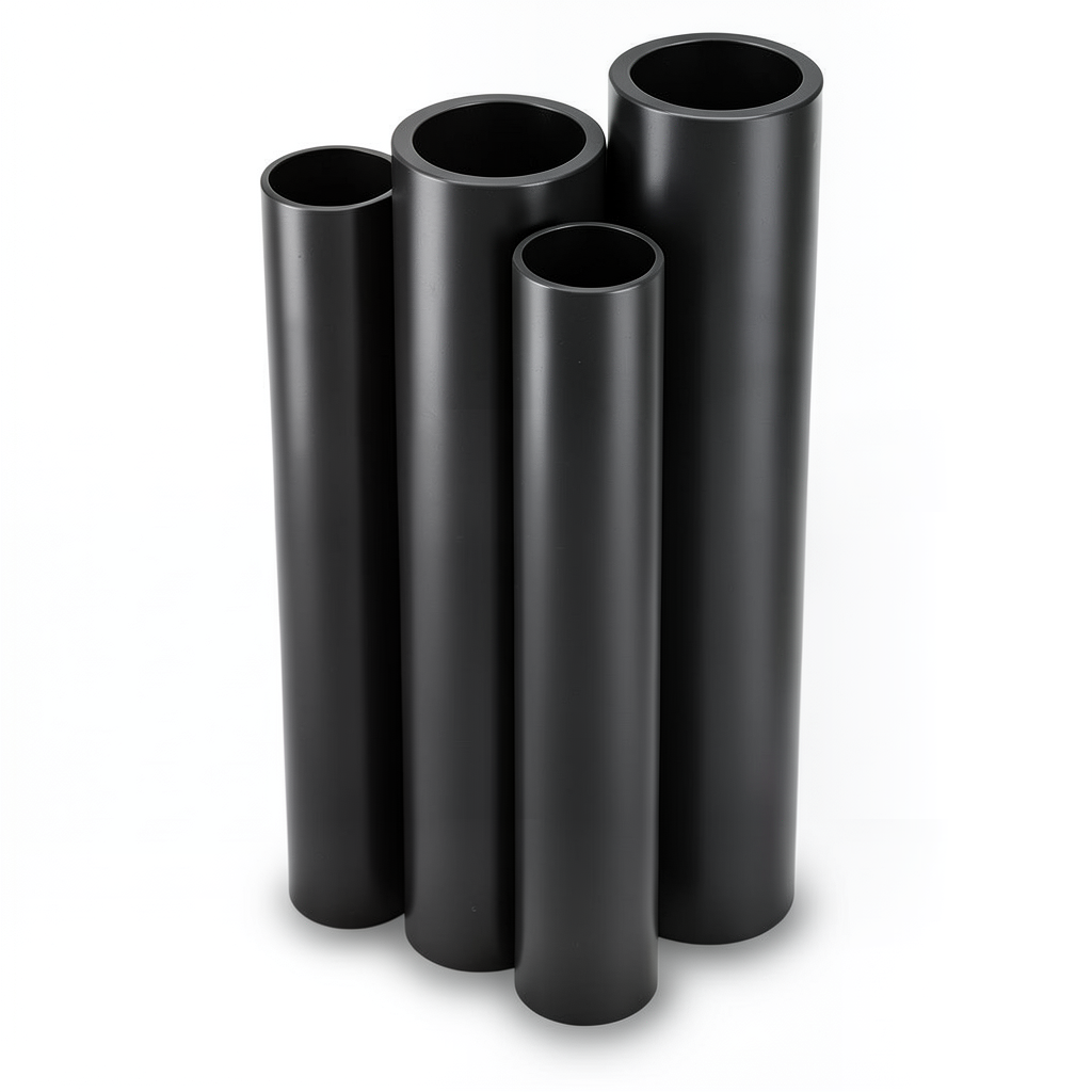 مواسير HDPE بولي ايثيلين عالي الكثافة PE 100 ضغط 12.5 بار قطر 560 مم سمك 41.2 مم لون أسود