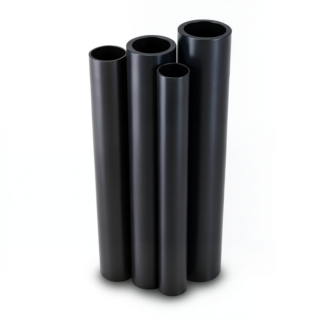 مواسير HDPE بولي ايثيلين عالي الكثافة PE 100 ضغط 12.5 بار قطر 710 مم سمك 52.2 مم لون أسود