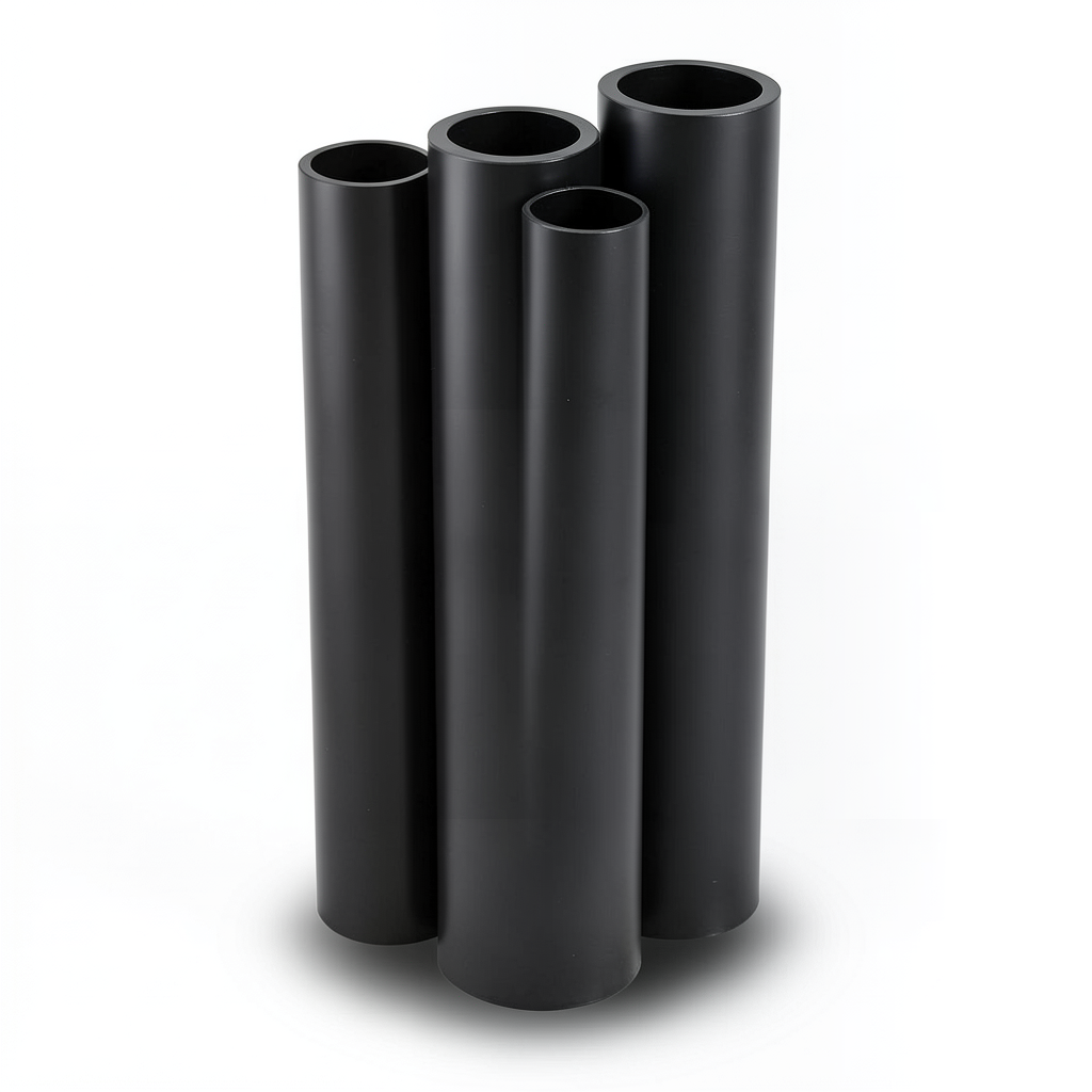 مواسير HDPE بولي ايثيلين عالي الكثافة PE 100 ضغط 12.5 بار قطر خارجي 1600 مم سمك 117.6 مم لون أسود