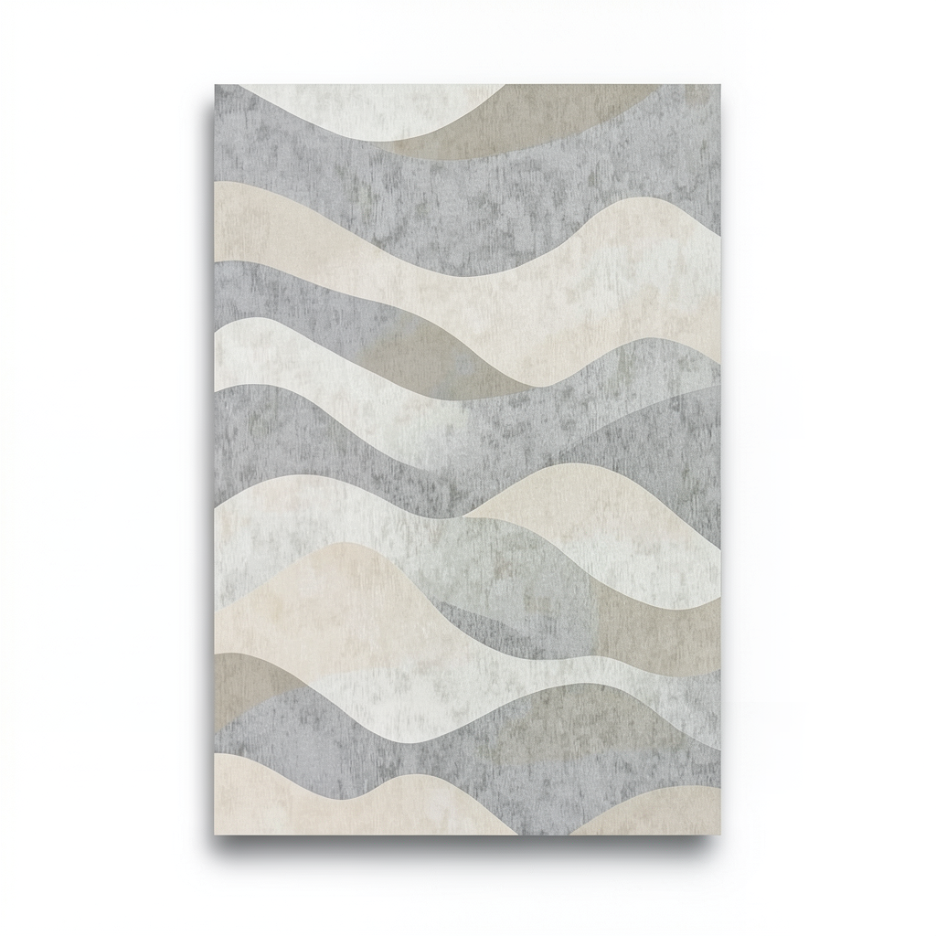 Vinyl Wall Decoration Wavy Design 15.6m×106cm Beige with Gray