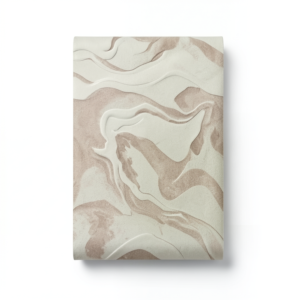 Wavy Wall Covering Beige with Brown, 15.6m Length, 106cm Width