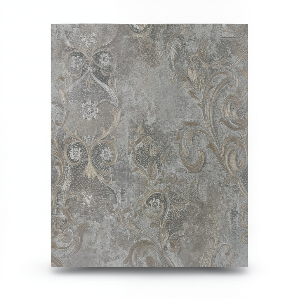 Italian Wallpaper Patterned Design 10m×1.06m Gray on Brown