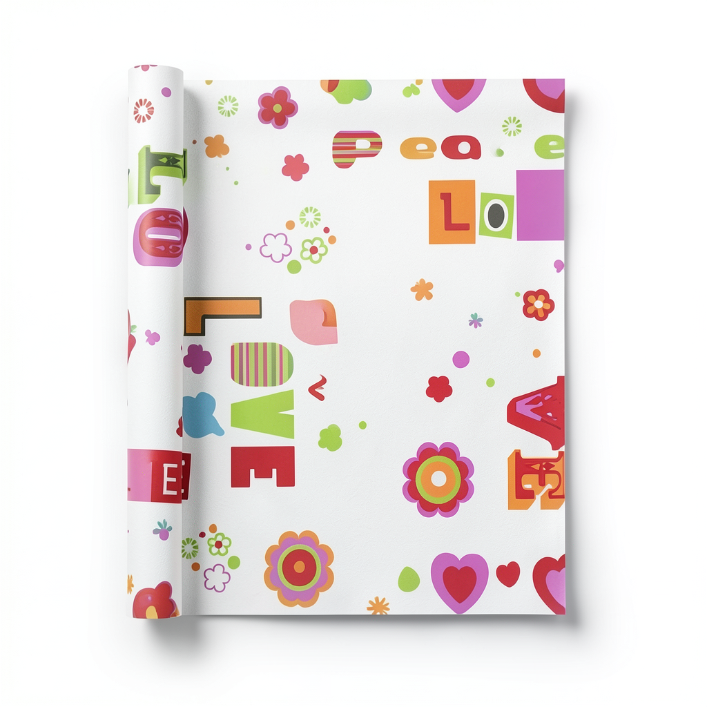 ورق جدراي شبابي واطفال متعدد الالوان، طول 10 م، عرض 0.53 م