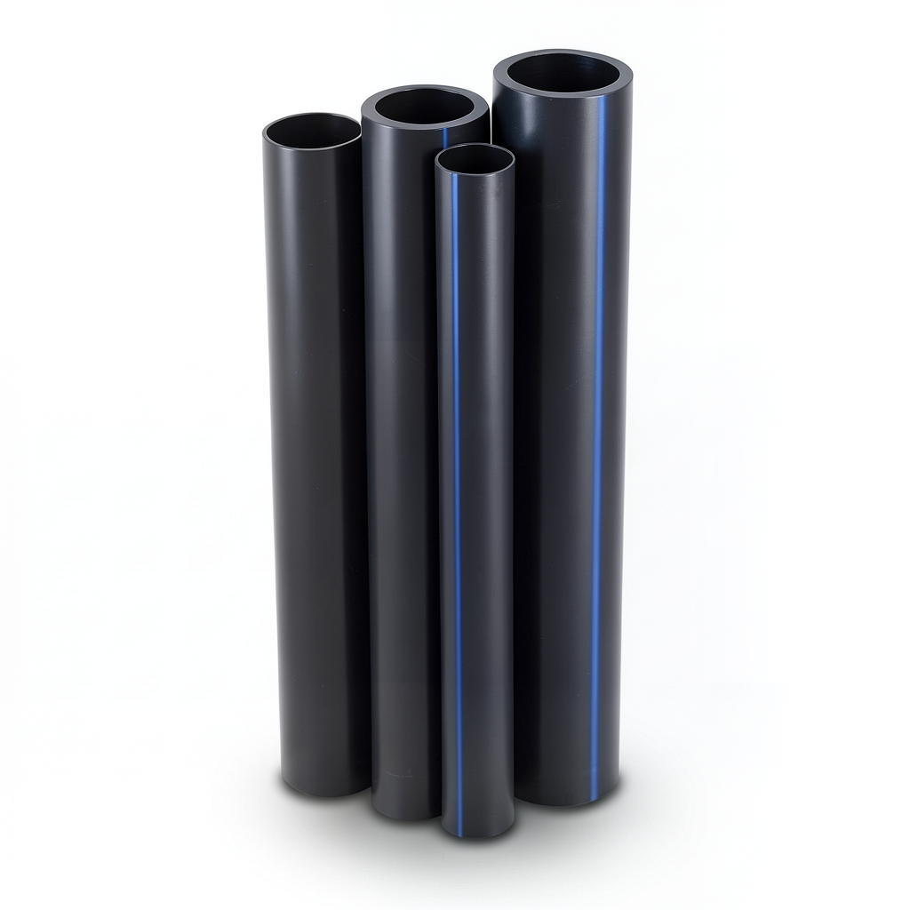 مواسير HDPE PE 63 ضغط 4 بار قطر 225 مم سمك 8.6 مم لون أسود