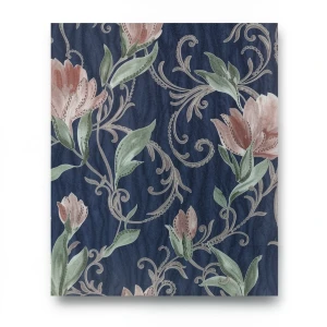 Floral Wallpaper 10m×1.06m Navy Color, Model 83069