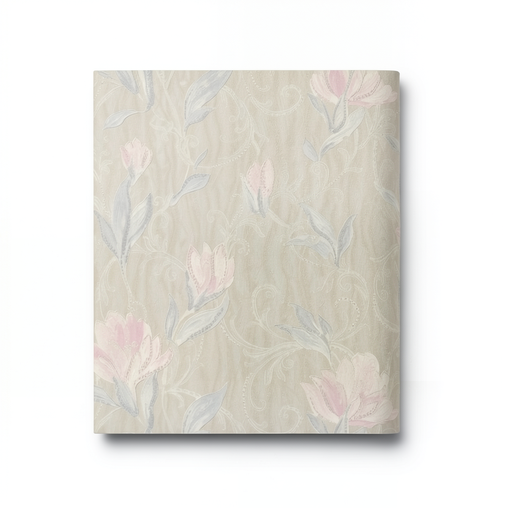 Floral Wall Cover 10m×1.06m Beige Color, Model 83072
