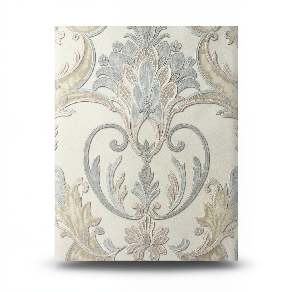 Classic Italian Wallpaper 10m×1.06m Beige with Gray, Model 82127