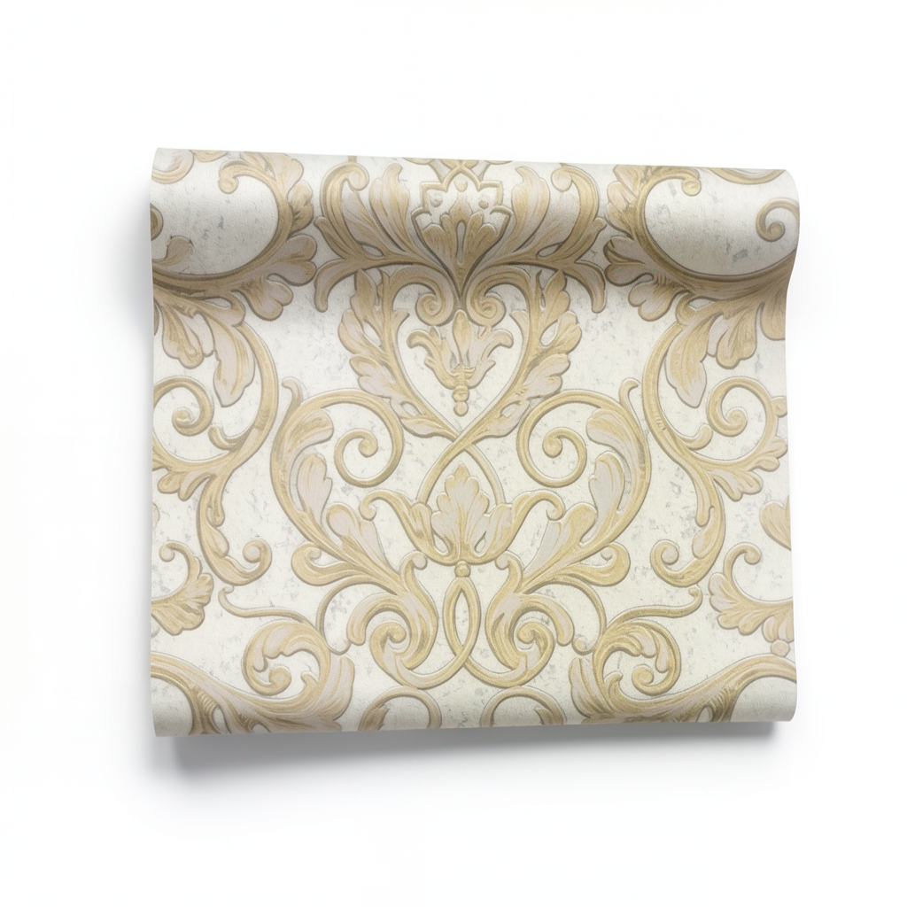 Italian Wall Covering Beige Color, 10m Length, 1.06m Width, Model 85007
