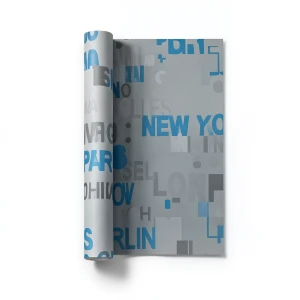 German Wallpaper for Youth and Children 10m x 0.53m Gray and Blue