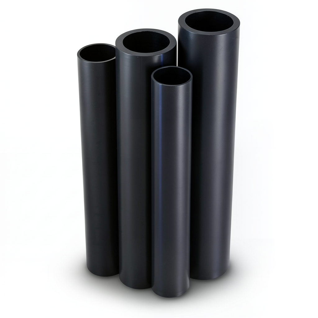 مواسير HDPE بولي ايثيلين عالي الكثافة PE 63 ضغط 6 بار قطر خارجي 180 مم سمك 10.2 مم لون أسود