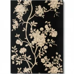  Floral Wall Decoration, Black with Beige Color, Size 10m×0.70m, Model 12002