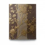 Floral Italian Paper Brown with Golden Color, Size 10m×0.70m, Model 12015